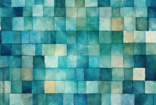 Ocean Hues: Contemporary Watercolor Mosaic Art