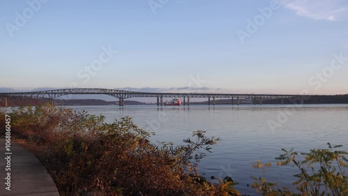 Wallpaper Mural Cable Laying Boat Under Newburgh-Beacon Bridge on Hudson River 02 Torontodigital.ca