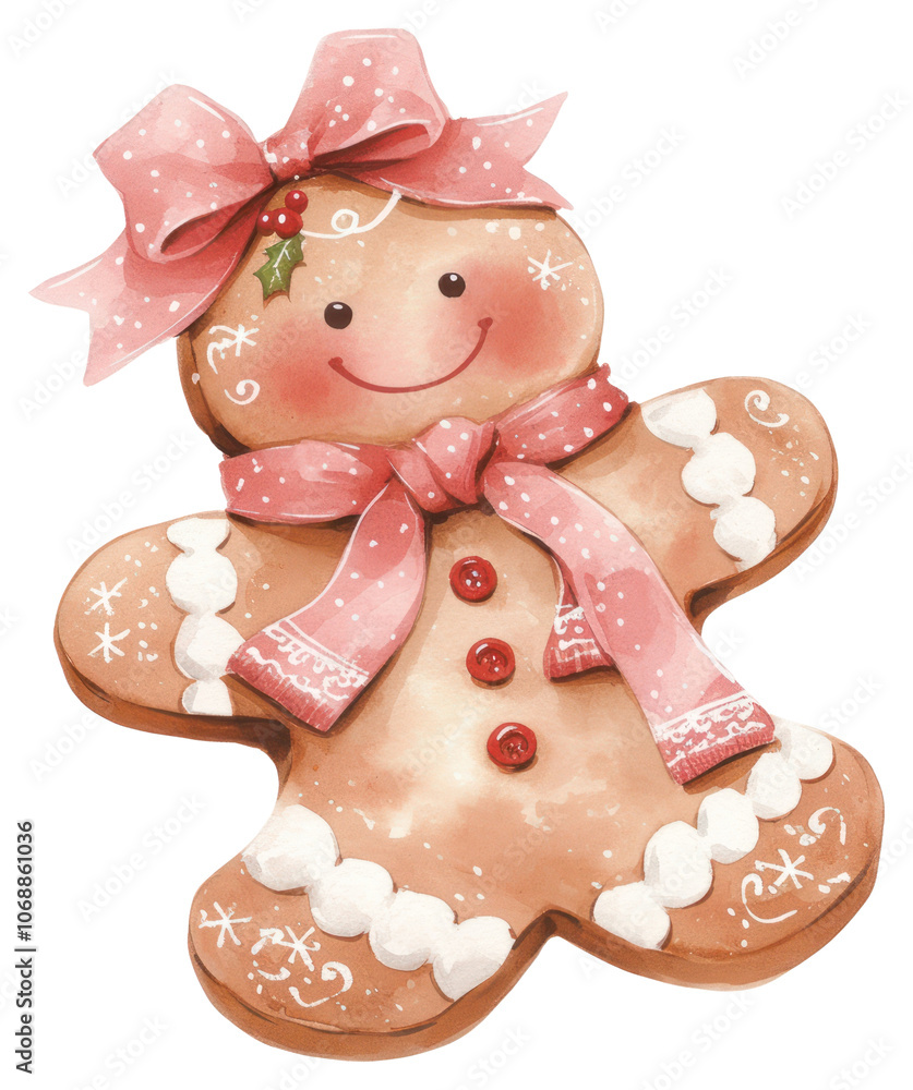 Φωτογραφία PNG Pink gingerbread man illustration christmas dessert.