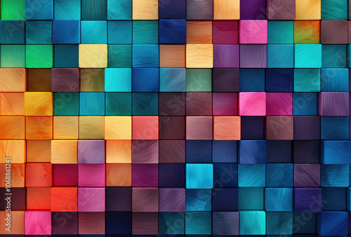 Vibrant Geometric Mosaic Wallpaper Design