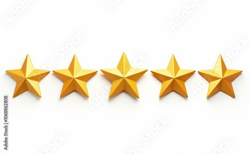 Golden Star On White background. review stars, five stars 