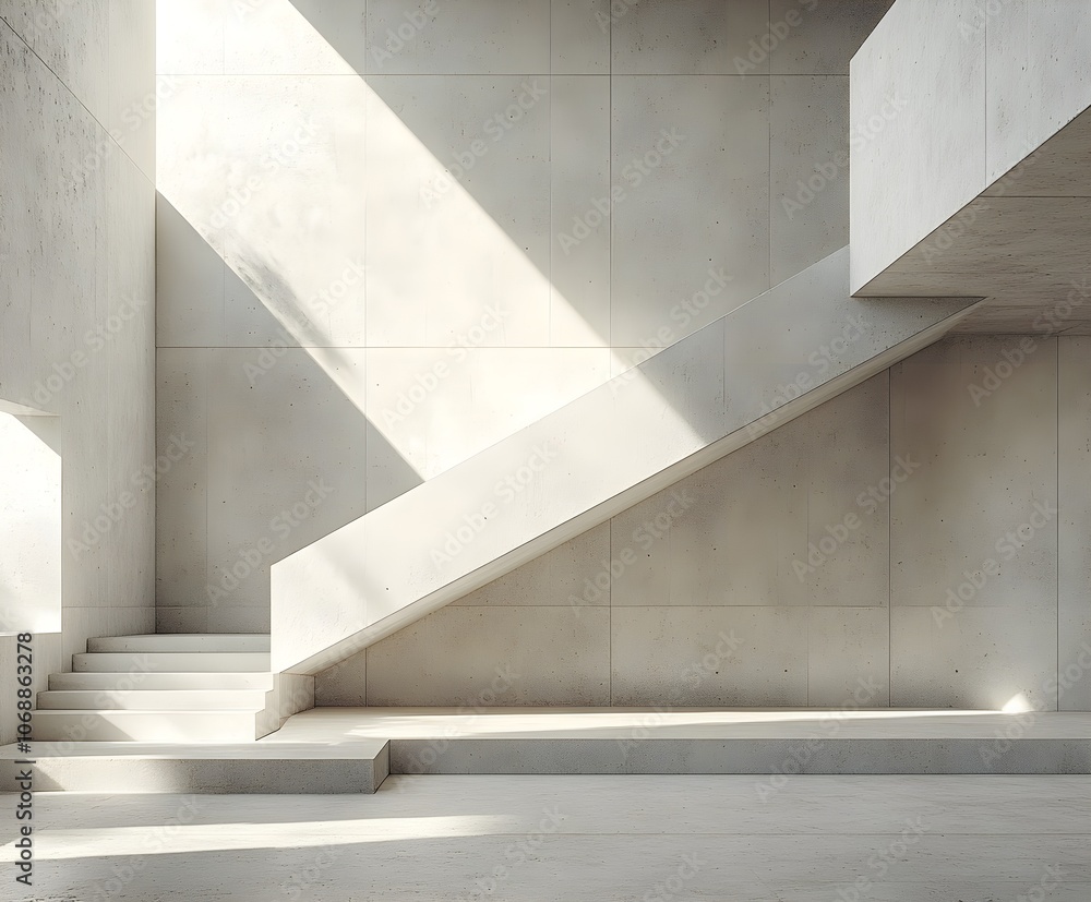 empty concrete open space interior with sunlight