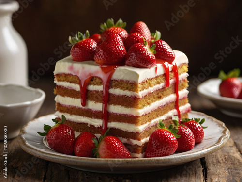 Strawberry cheesecake on a plate