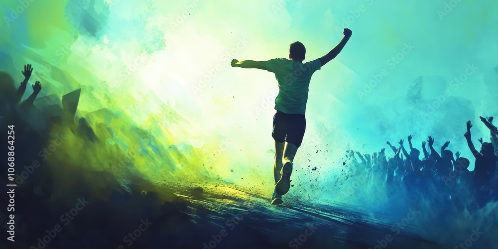 custom made wallpaper toronto digitalAthlete celebrates victory amidst thrilling crowd cheering for success in sports event