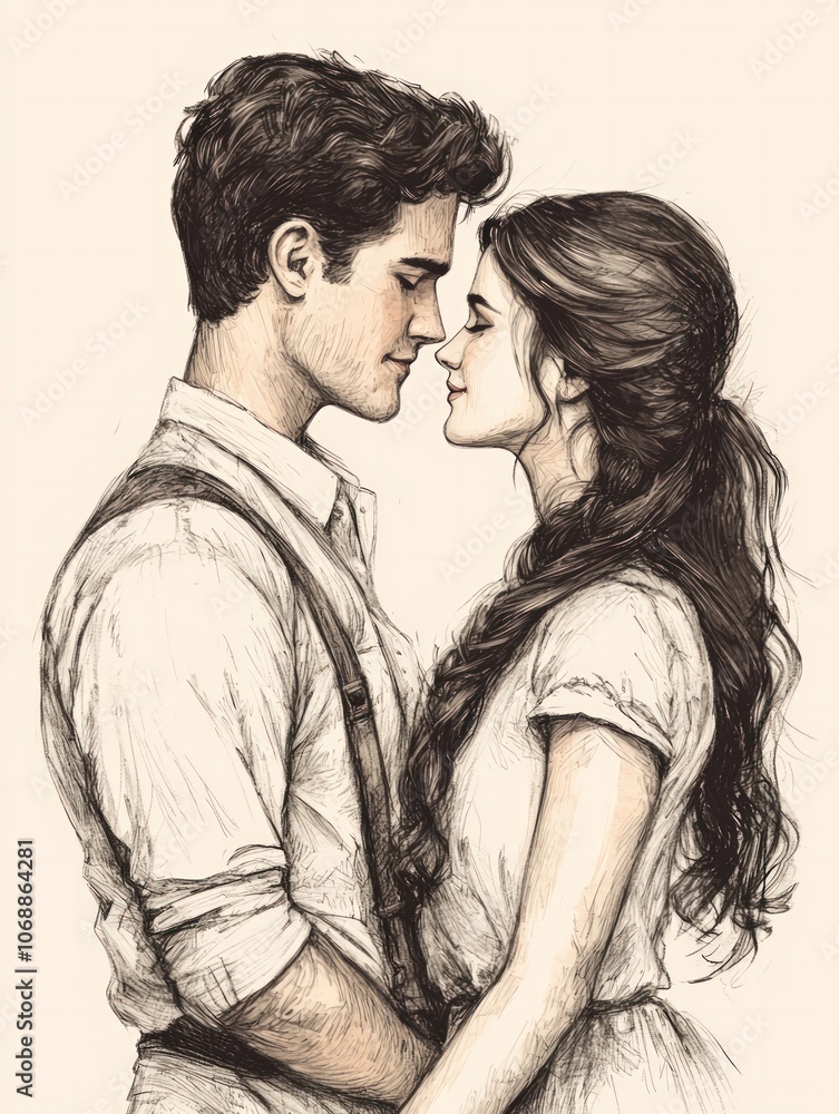Couple Embraces Each Other in a Tender Moment of Love Couple Embraces Each Other in a Tender Moment of Love