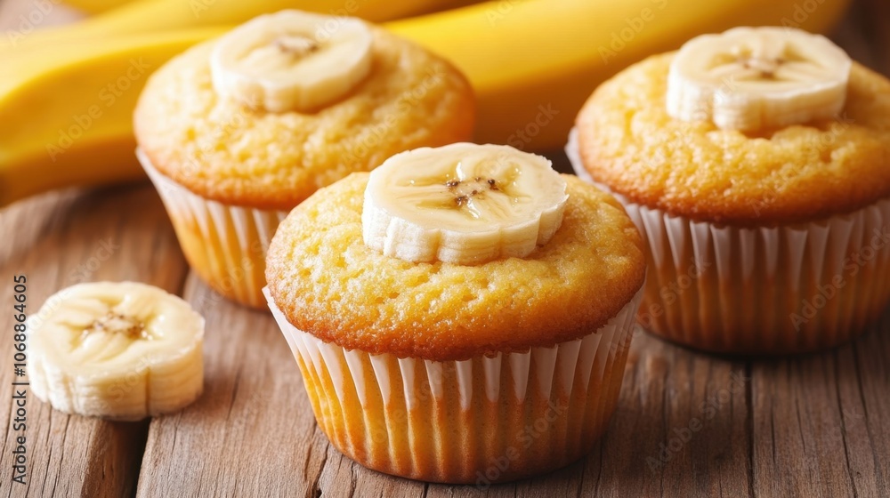 Delicious Banana Cupcakes with Fresh Banana Topping Delicious Banana Cupcakes with Fresh Banana Topping