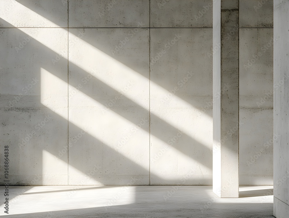 Obraz premium empty concrete open space interior with sunlight