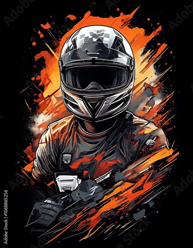 Racing theme t shirt design with black background