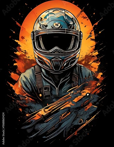 Racing theme t shirt design with black background photo