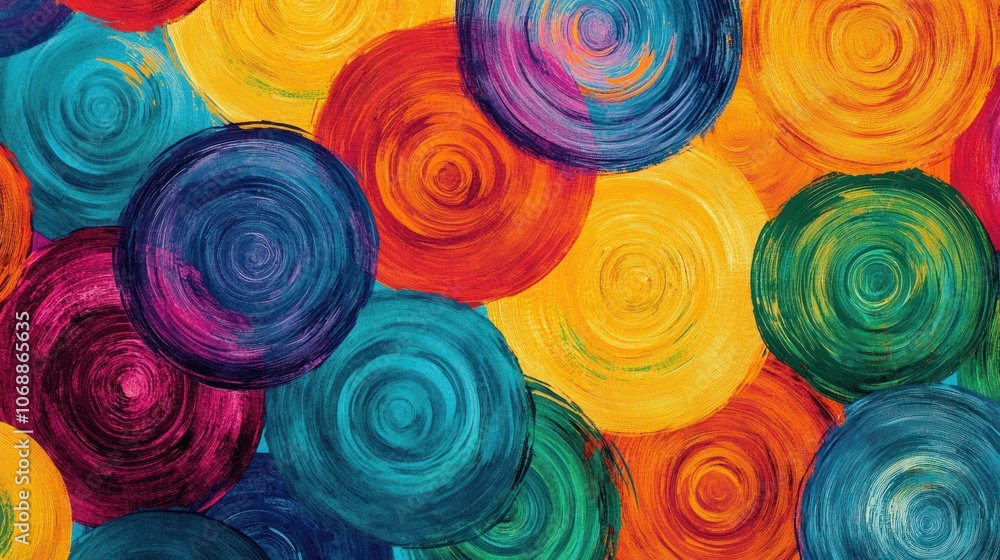 Abstract background with colorful swirling circles painted in oil. Abstract background with colorful swirling circles painted in oil.
