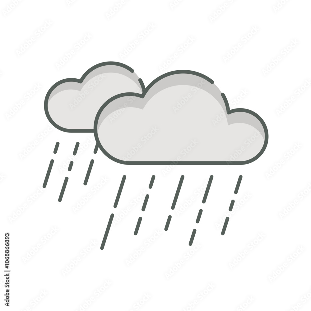 heavy rain weather icon linear style isolated white. heavy rain weather icon linear style isolated white.