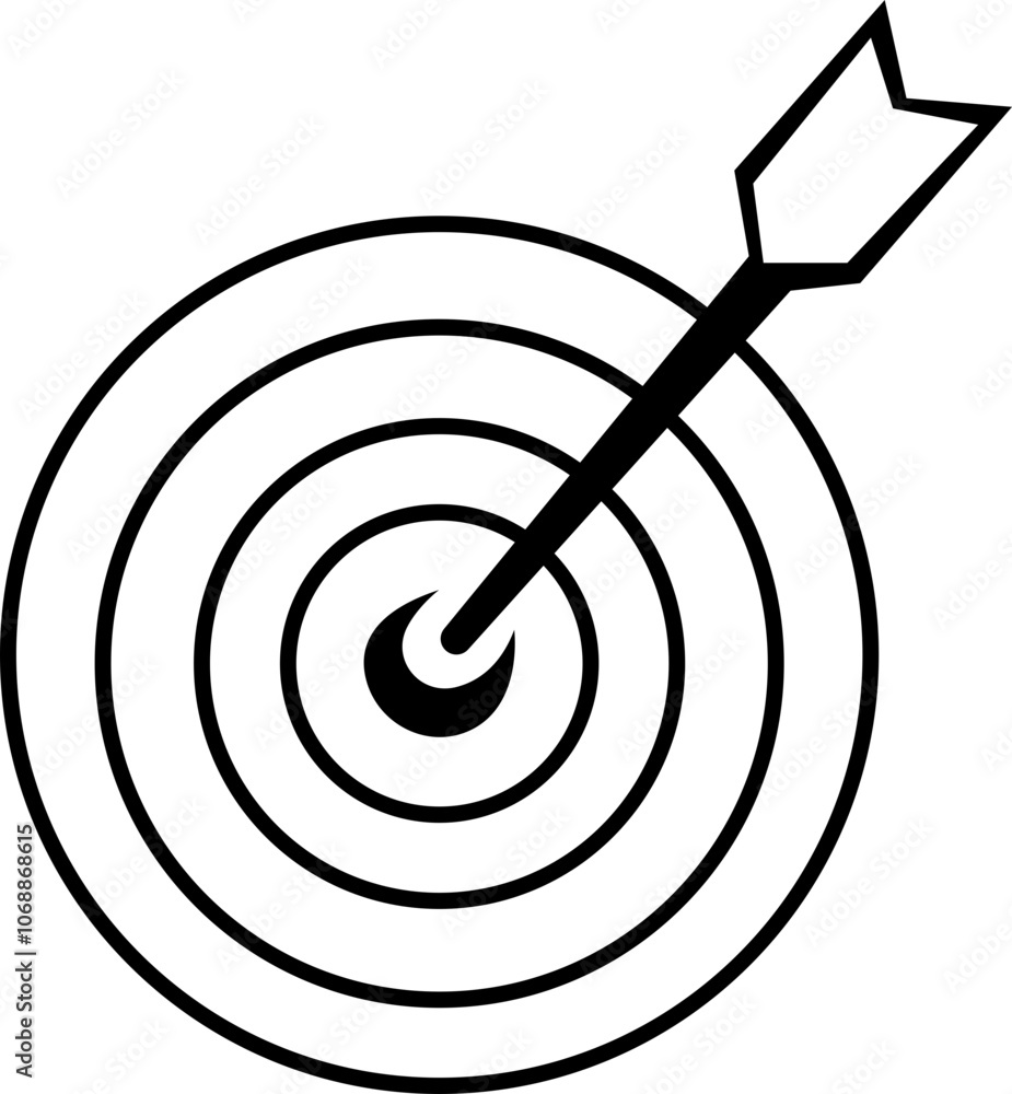 Target Acquisition with arrow Solid Icon, Editable Stroke and Pixel Perfect graphic design elements. isolated on transparent background, Suitable for Web Page, Mobile App, UI, UX and GUI design.