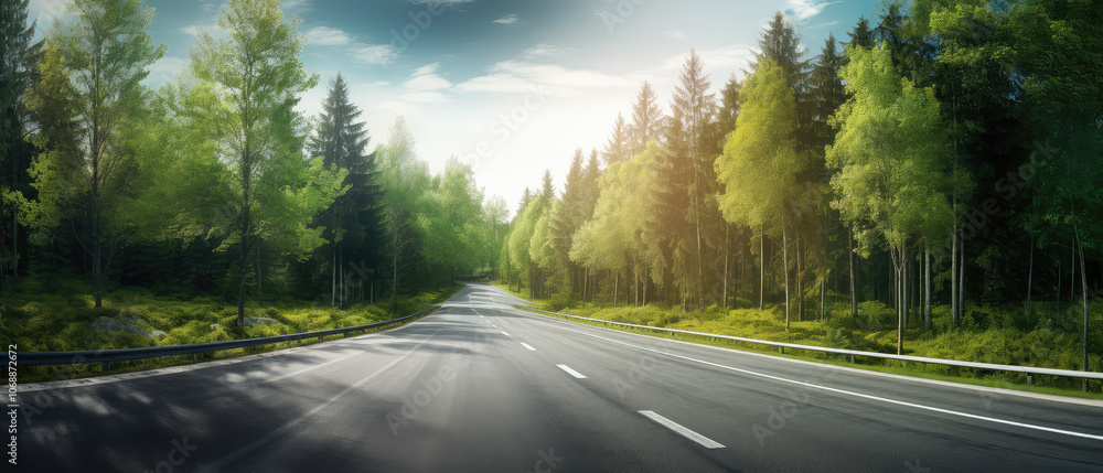 Fototapeta premium Serene Forest Road Scenic Drive Experience