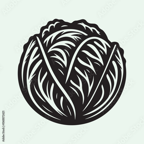 Cabbage logo vector, Cabbage silhouette vector icon black and white