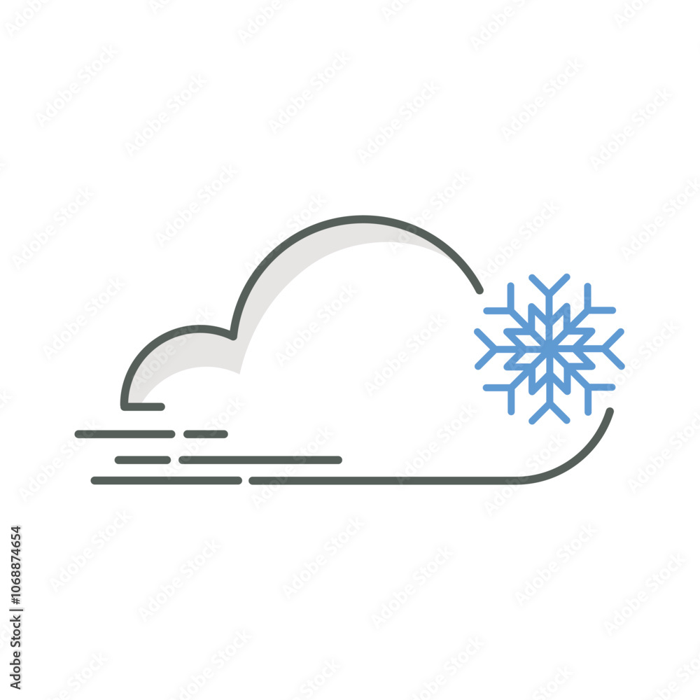 foggy at winter season weather icon linear style isolated white. foggy at winter season weather icon linear style isolated white.