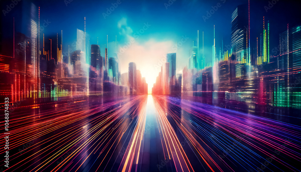 Abstract visualization of information and data exchange, data flow, digital code data streaming on a dark Abstract visualization of information and data exchange, data flow, digital code data streaming on a dark