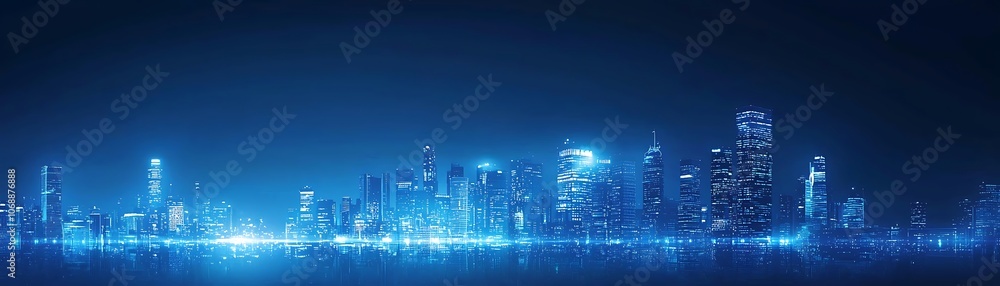 Vibrant Cityscape at Dusk with Dark Blue Sky Vibrant Cityscape at Dusk with Dark Blue Sky