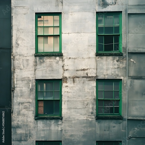 A building that has a green window