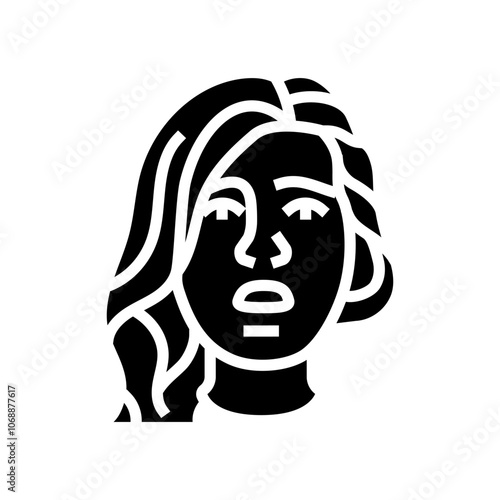 worry woman expression glyph icon vector. worry woman expression sign. isolated symbol illustration