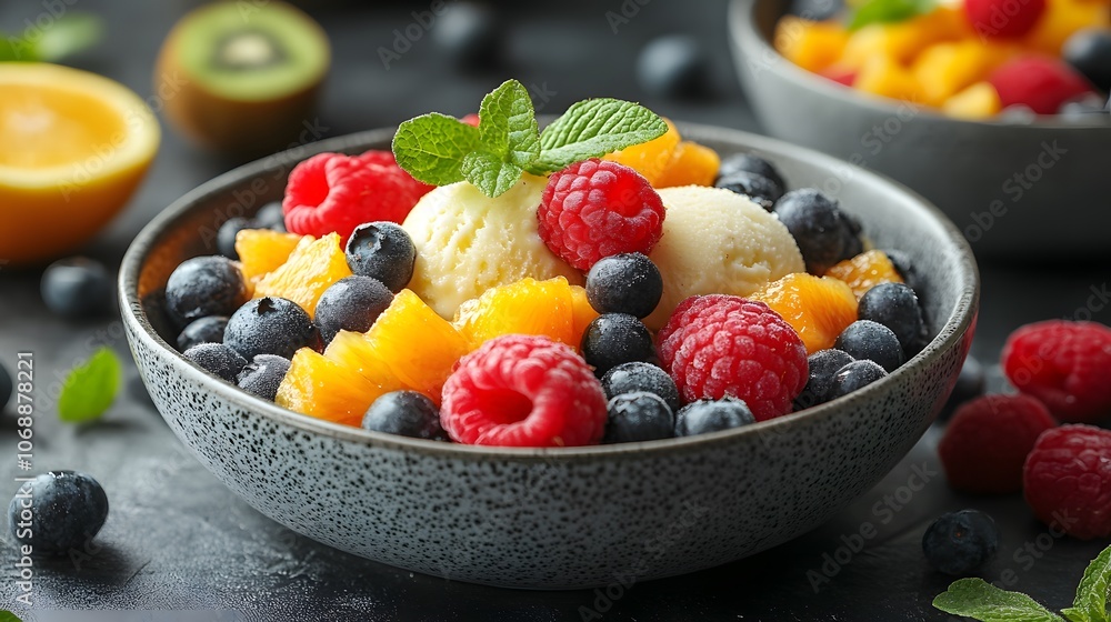 National Fruit Compote Day, spoonful of warm compote served over vanilla ice cream, appetizing and colorful National Fruit Compote Day, spoonful of warm compote served over vanilla ice cream, appetizing and colorful