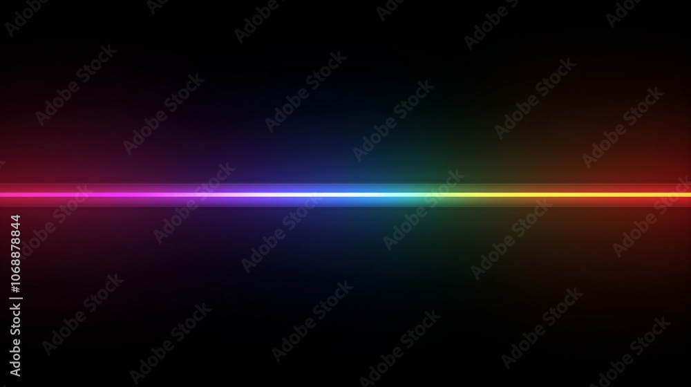 Rainbow Glowing Line on Plain Black, Abstract Background Rainbow Glowing Line on Plain Black, Abstract Background