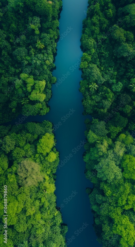 Aerial View of a Meandering River through a Forest Aerial View of a Meandering River through a Forest