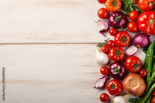 Fresh Vegetables on Wooden Table photo