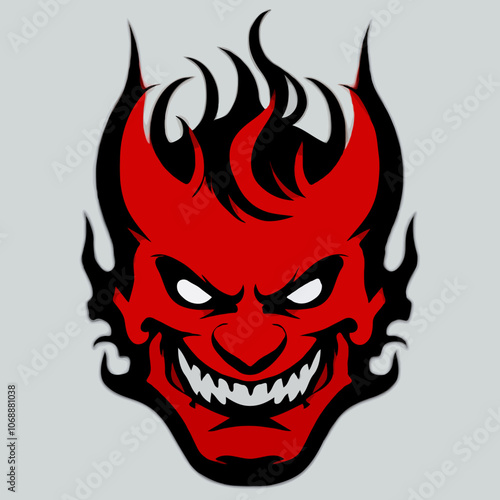 devil head with flames