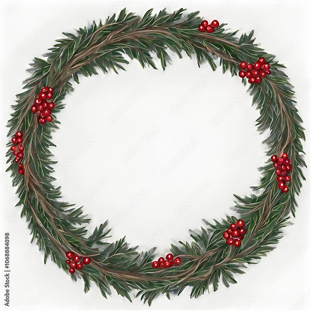 Fototapeta premium christmas wreath on white