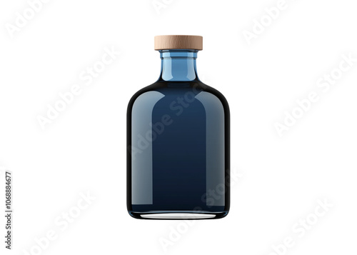 A bottle of blue liquor isolated on transparent background