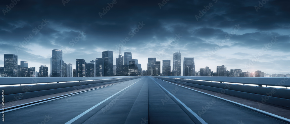 Obraz premium Futuristic Cityscape with Elevated Highway