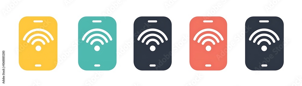 Modern Smartphone Icon Designs in Various Colors Modern Smartphone Icon Designs in Various Colors