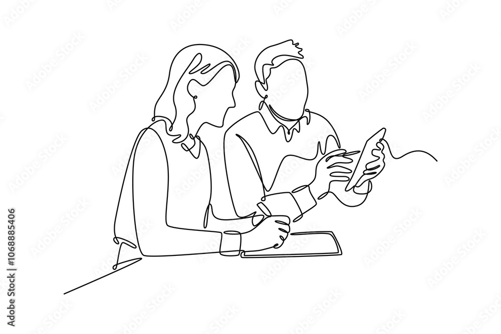 Human Resources concept. Single line draw design vector graphic illustration. Human Resources concept. Single line draw design vector graphic illustration.