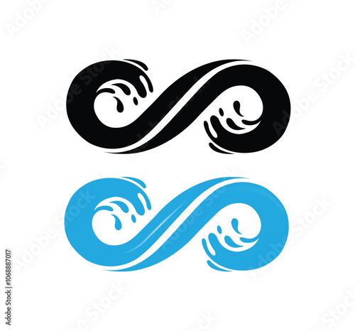Abstract Infinity Water Logo Blue Wave Vector Symbol 
