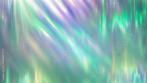 A prismatic holographic background transitioning from silver to neon green with light