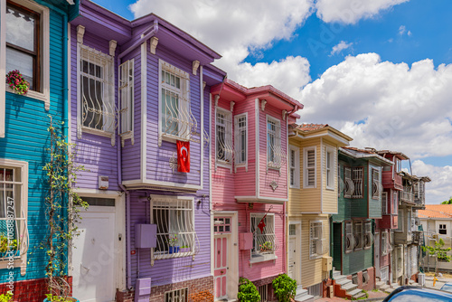 Colorful wooden houses on the streets of Kariye.