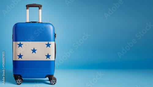 ホンジュラスの国旗のスーツケース。(Honduras flag on a stylish suitcase and copy space.)
