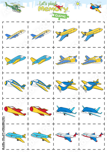 Memory game for kids with air transpots theme 4