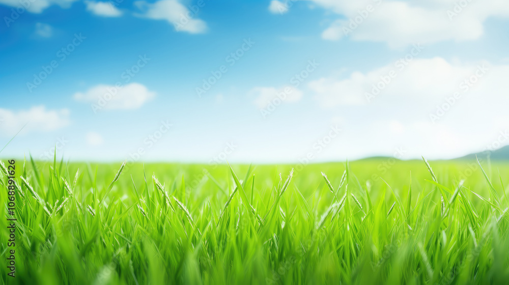 Lush Green Grass Under Clear Blue Sky Lush Green Grass Under Clear Blue Sky