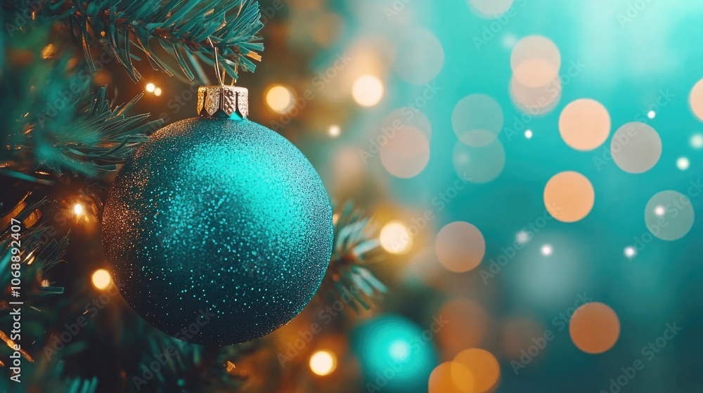 Festive yule ornament with bokeh lights for holiday celebration design Festive yule ornament with bokeh lights for holiday celebration design