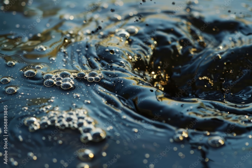 Image of Bubbly crude oil in dark pond. Texture for background usage Image of Bubbly crude oil in dark pond. Texture for background usage