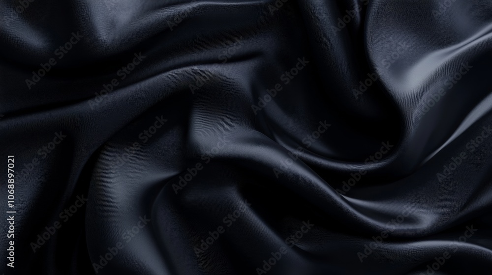 Abstract background of black silk fabric with soft folds and wrinkles. Abstract background of black silk fabric with soft folds and wrinkles.