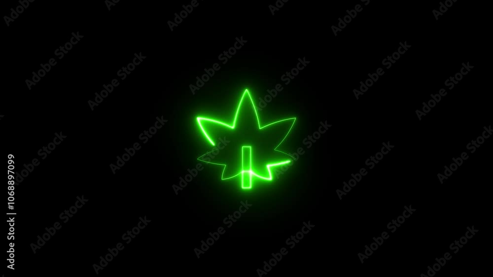 Animated marijuana leaf icon with a glowing neon effect Animated marijuana leaf icon with a glowing neon effect