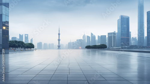 Serene Morning in Modern Cityscape