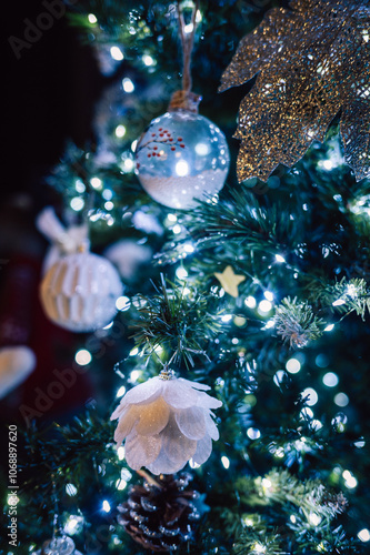 Christmas fir tree adorned ...