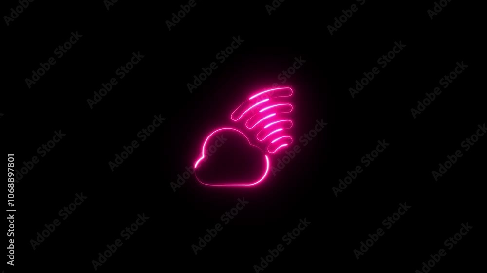 Rainbow and Clouds Neon Icon 4K Animated Symbol on Black Background Rainbow and Clouds Neon Icon 4K Animated Symbol on Black Background