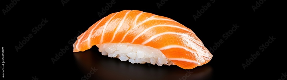Appetizing salmon nigiri on a black background. Appetizing salmon nigiri on a black background.