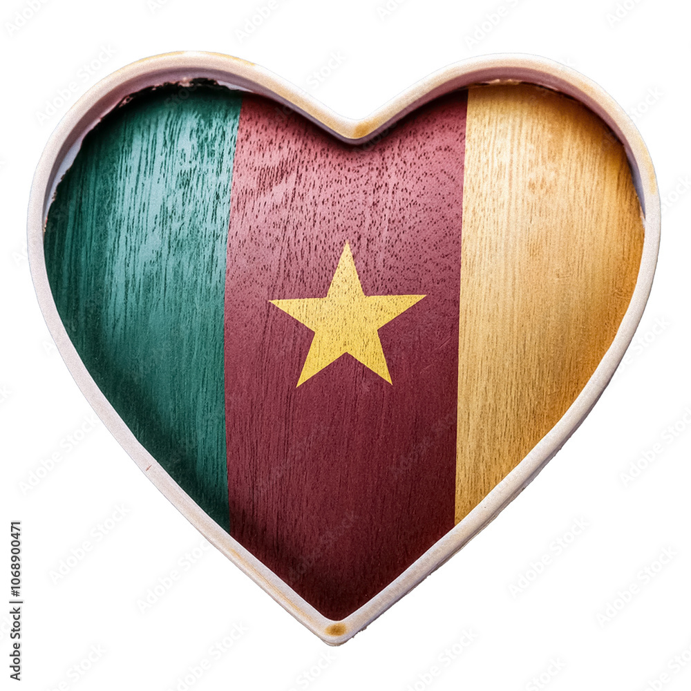 Cameroon flag in heart shape.