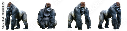 Gorilla Wild Life Animal Set, Isolated on A White Background