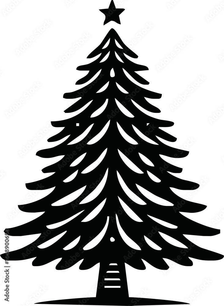 Fototapeta premium Christmas tree with ornaments vector illustration.